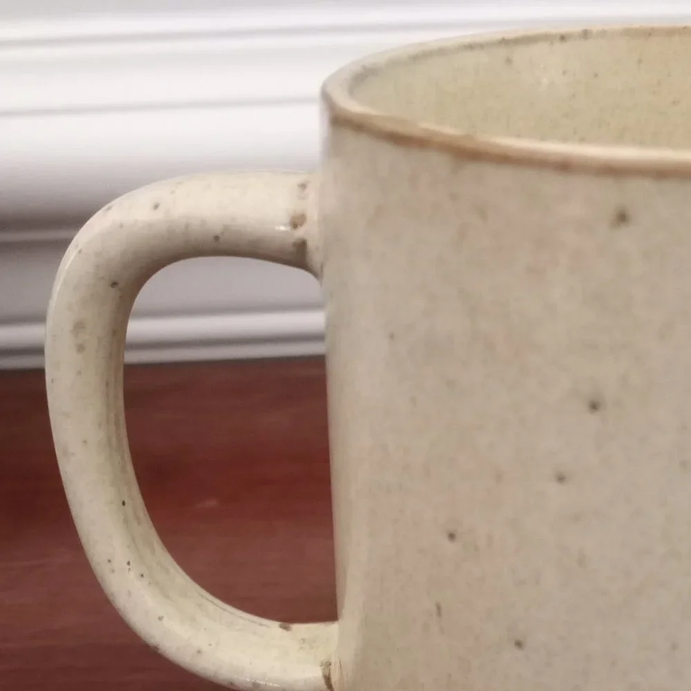 Pair of Artisan Mid Century Glazed Earthenware Coffee Mugs 12oz capacity_5